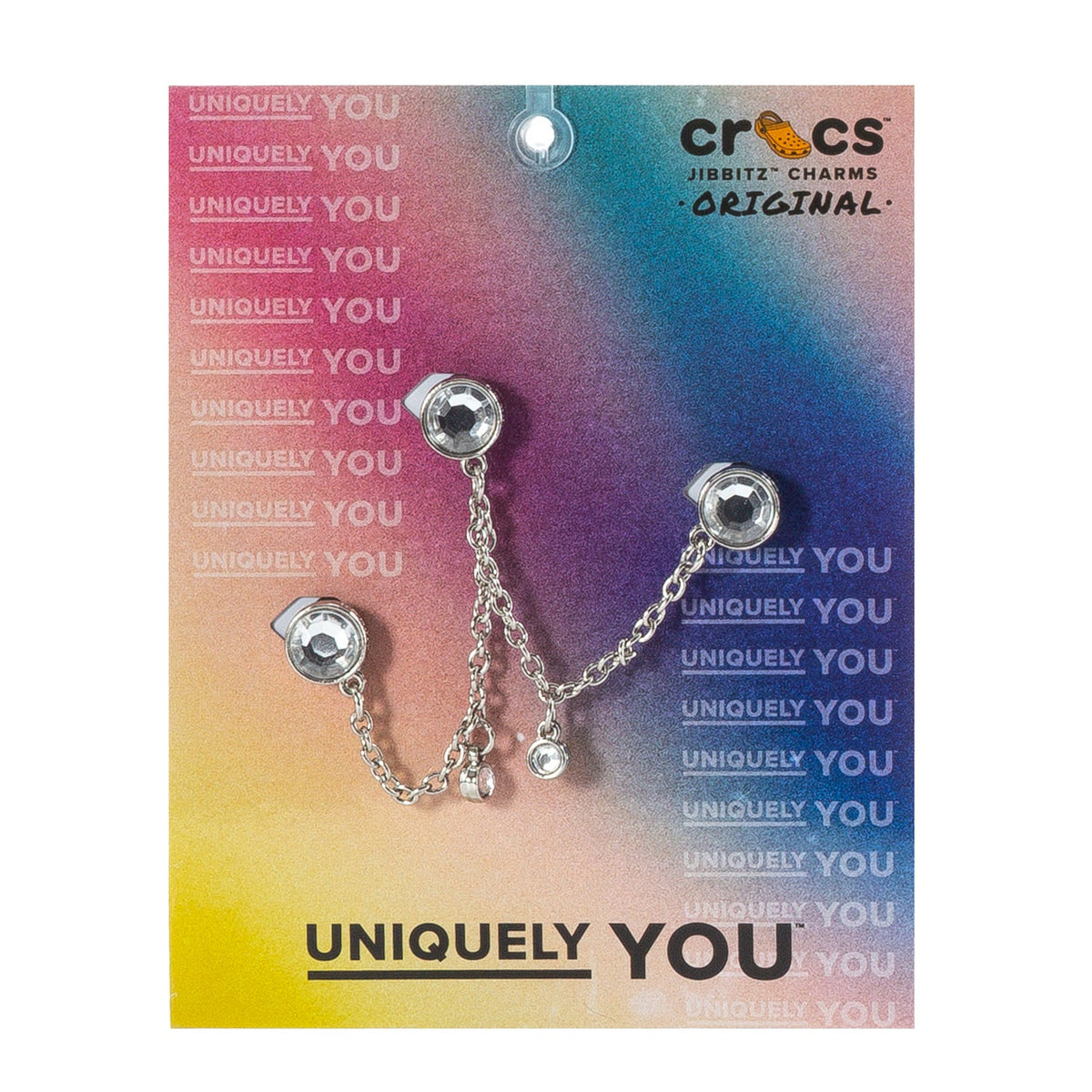 Crocs Silver Metal Triple Gem Chain Jibbitz Charm - Multi Color