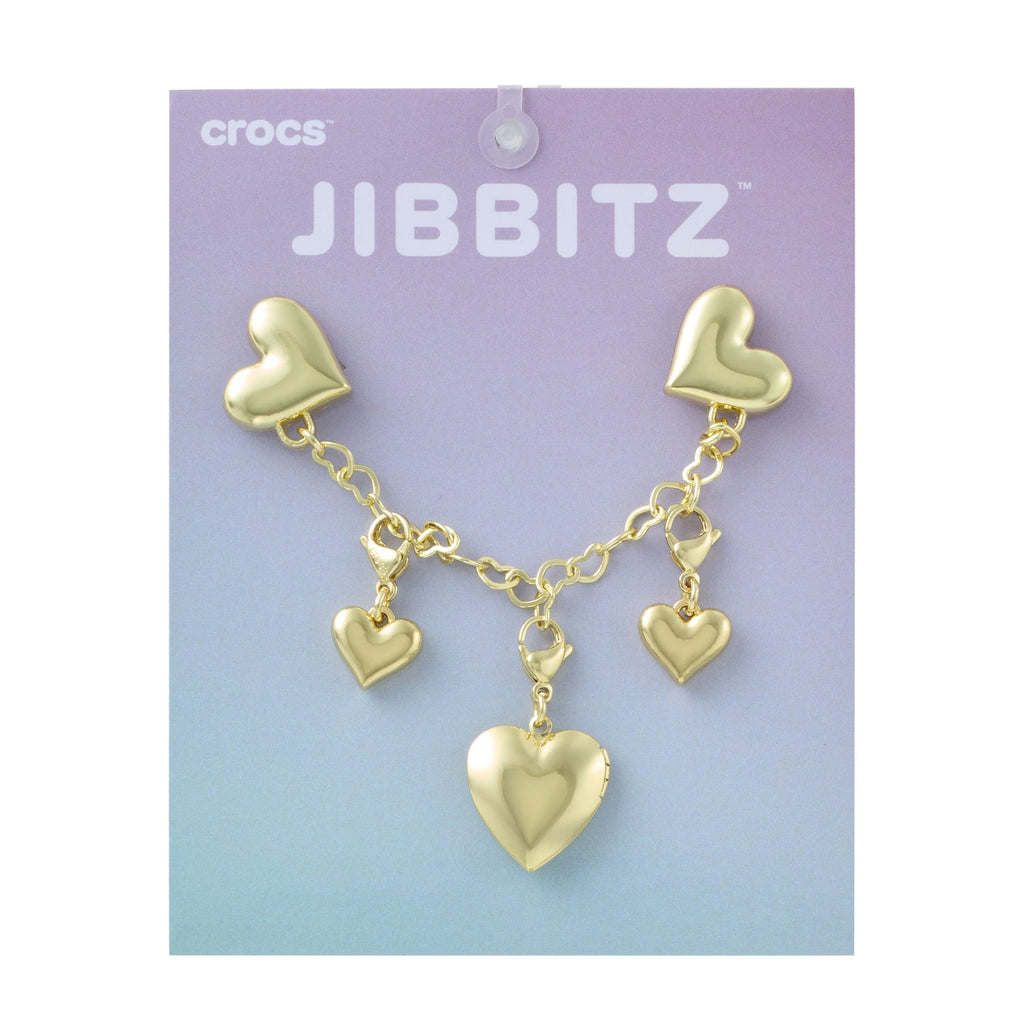 Crocs Gold Metal Heart Chain Jibbitz Charm - Gold