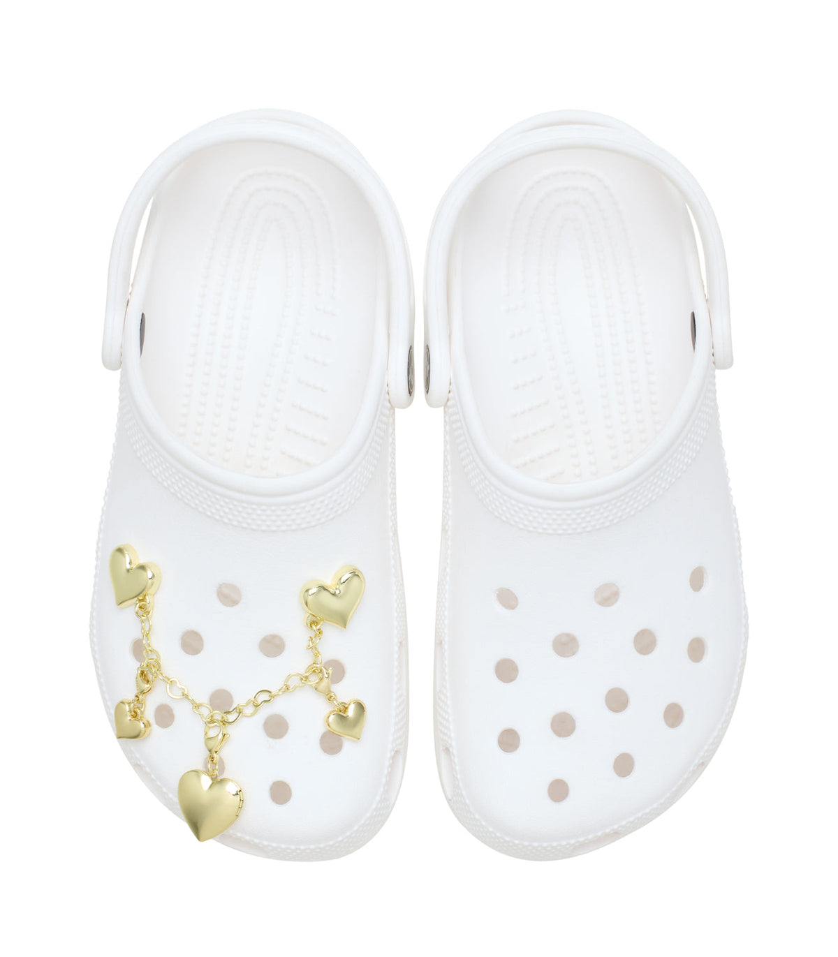 Crocs Gold Metal Heart Chain Jibbitz Charm - Gold