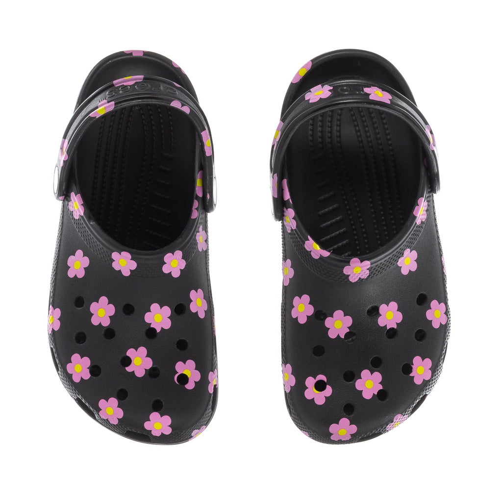 Crocs Kids' Floral Classic Clog - Black / Pink